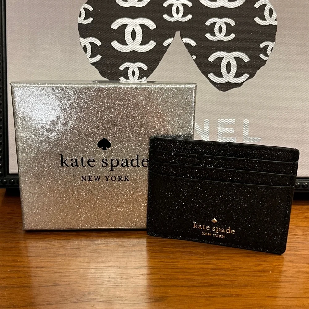 Kate Spade Black and Silver Card Holder